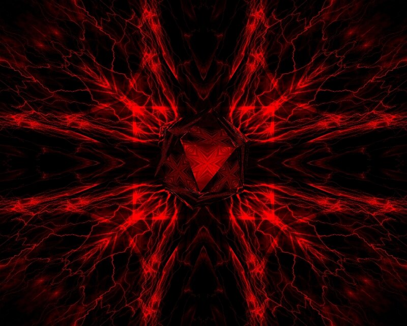 Red Fractal Pattern — Dramatic, Digital Art, Lightning