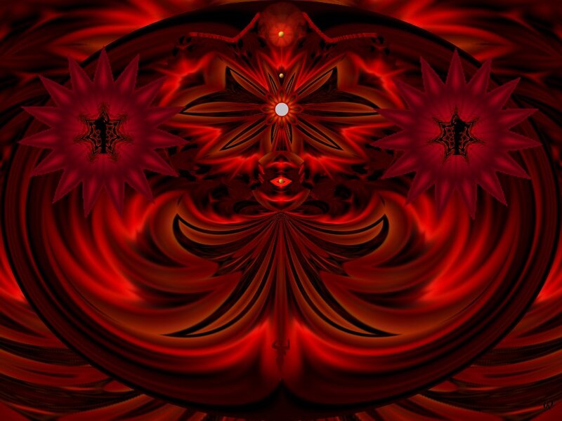 Red Fractal Pattern — Dramatic, Digital Art