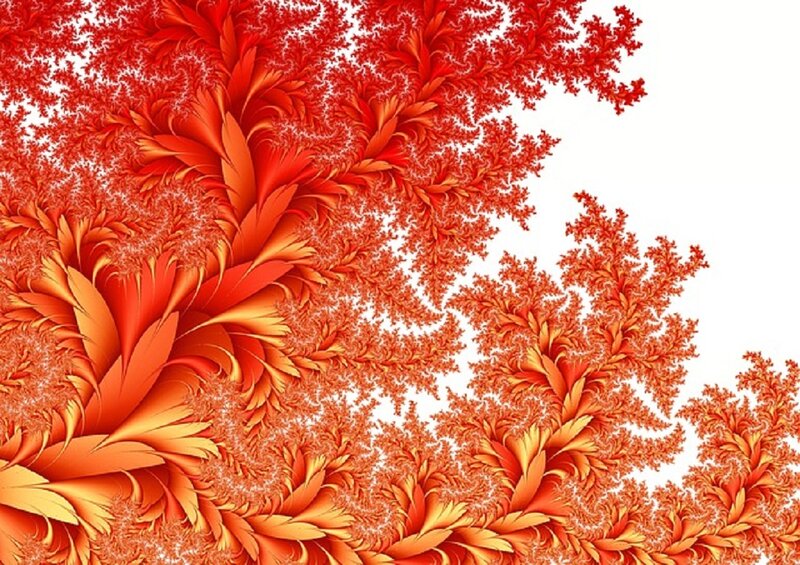Red Fractal Pattern — Dynamic, Abstract, White Background