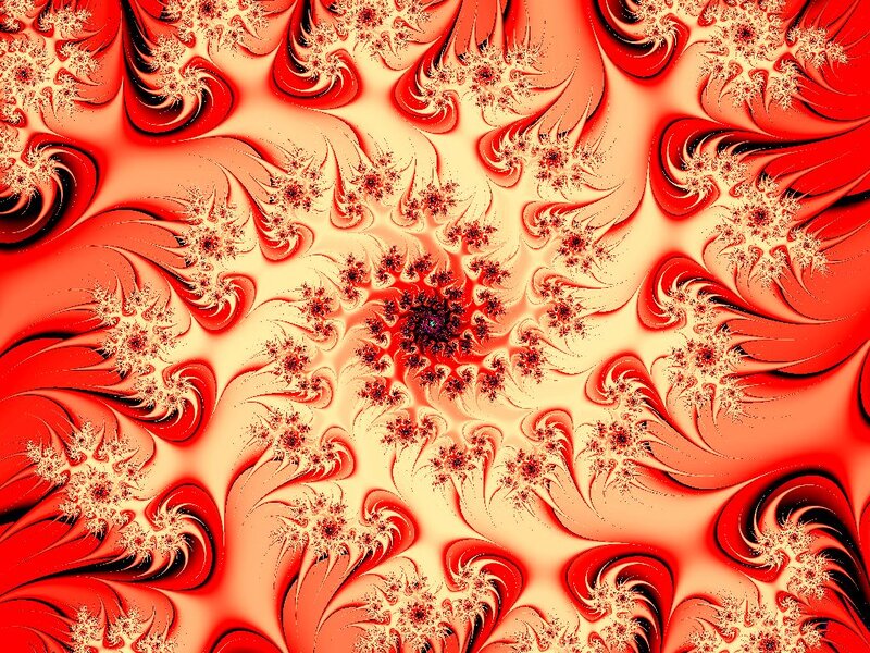 Red Fractal Pattern — Hypnotic, Abstract, Spiral