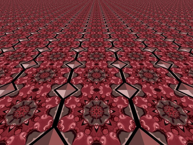 Red Fractal Pattern — Hypnotic, Digital Art, Geometric Shapes