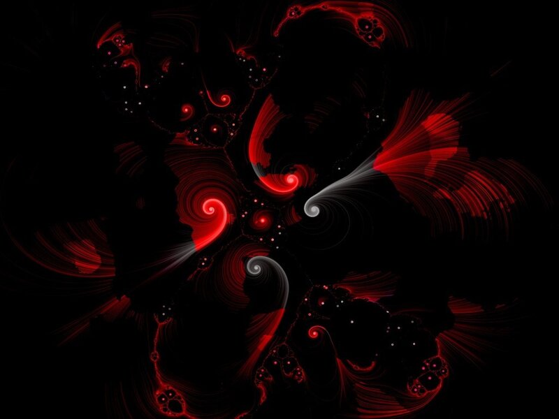 Red Fractal Patterns — Black, Dramatic, Abstract