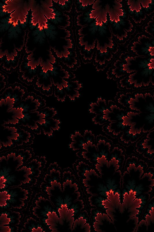 Red Fractal Patterns — Black