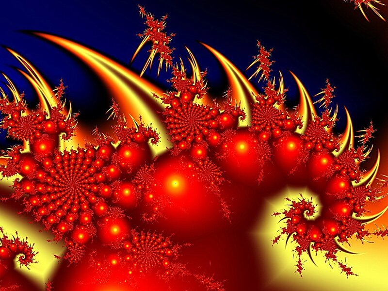 Red Fractal Patterns — Dramatic