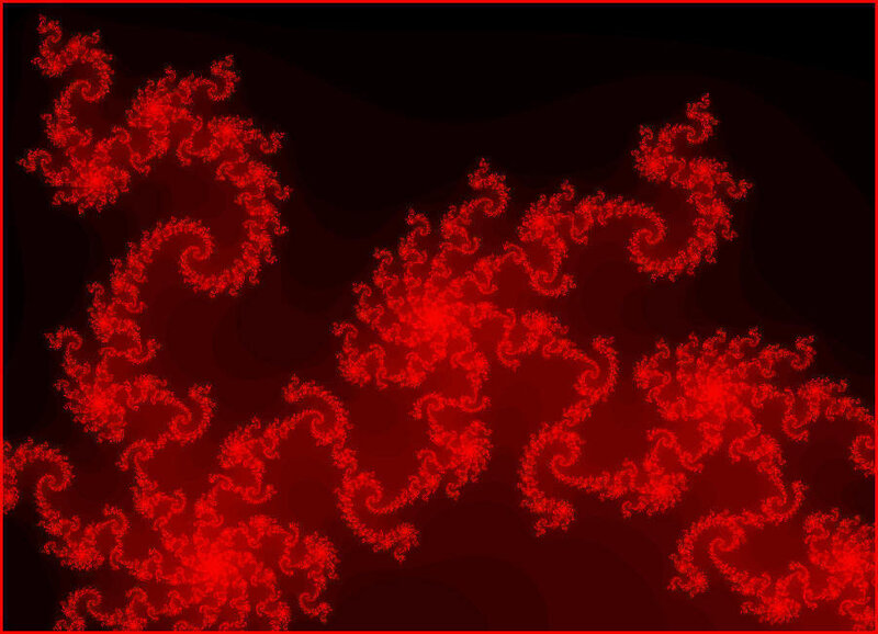 Red fractal patterns on dark background