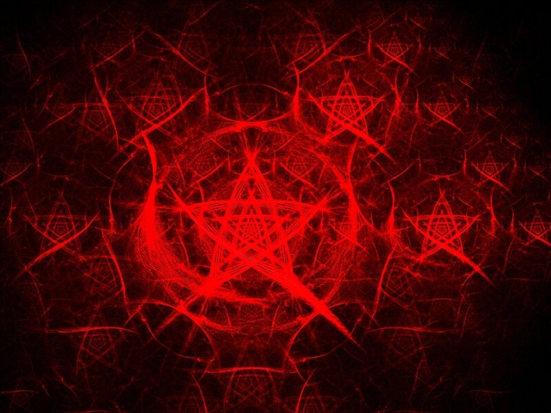 Red fractal pentagram pattern