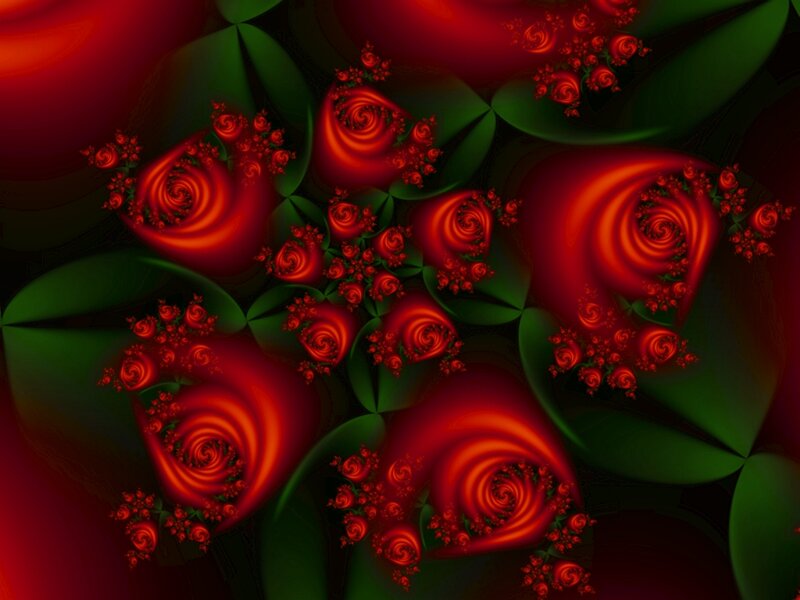 Red Fractal Roses — Dark