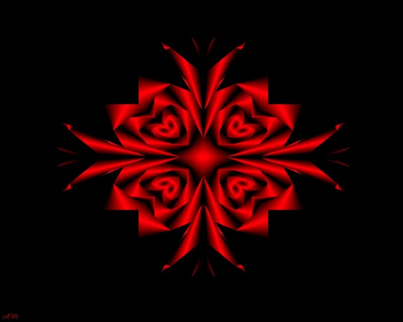 Red fractal snowflake design