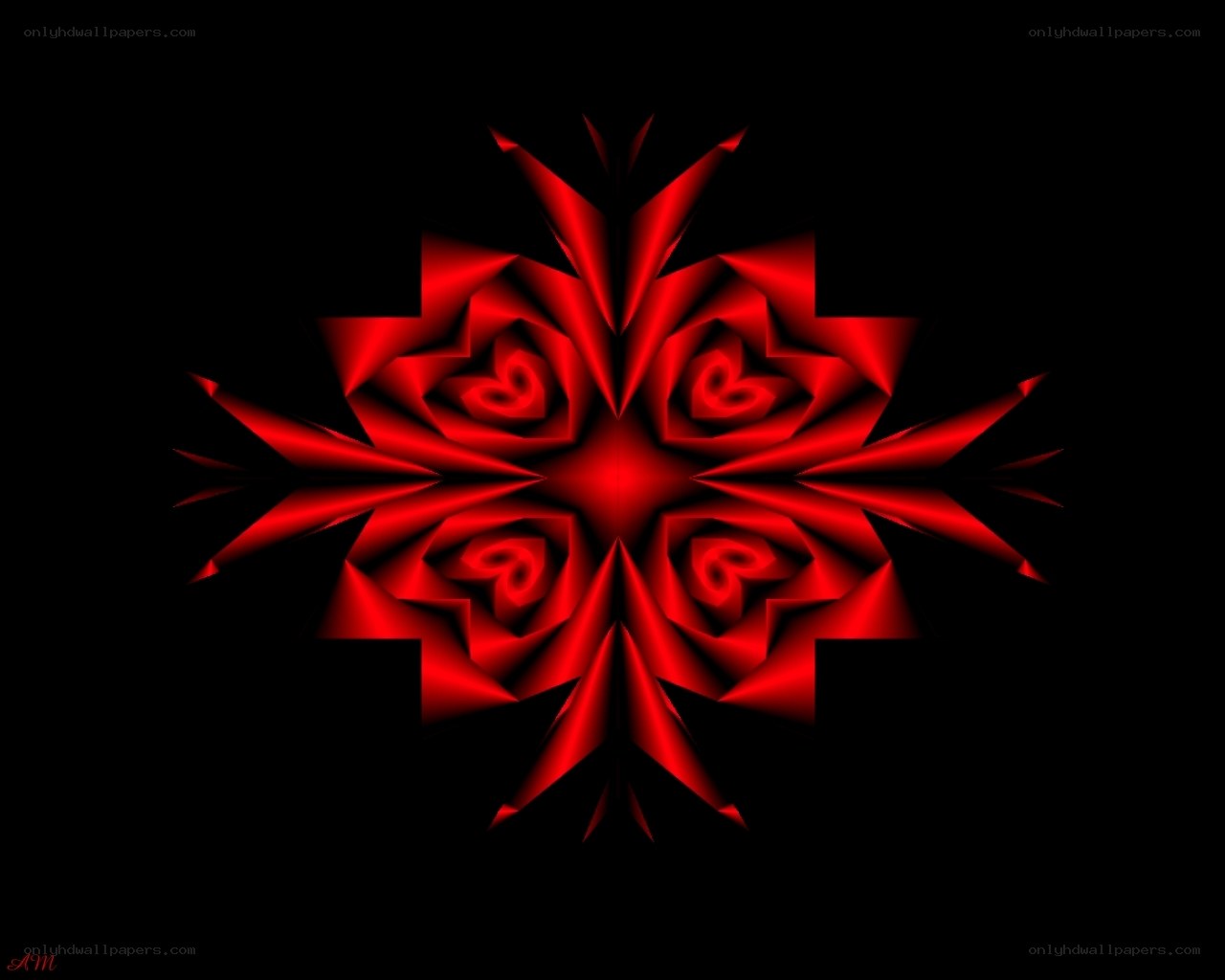 Red fractal snowflake design