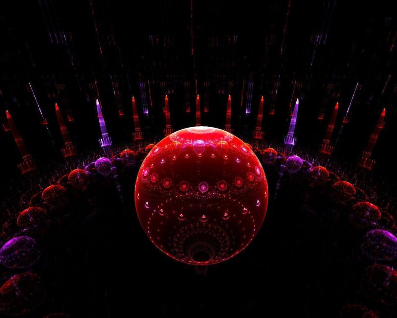 Red fractal sphere in dark space