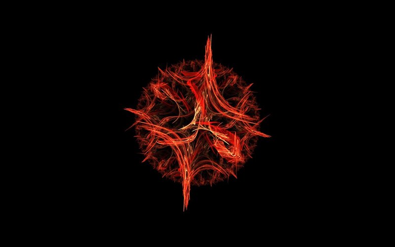 Red fractal sphere on black