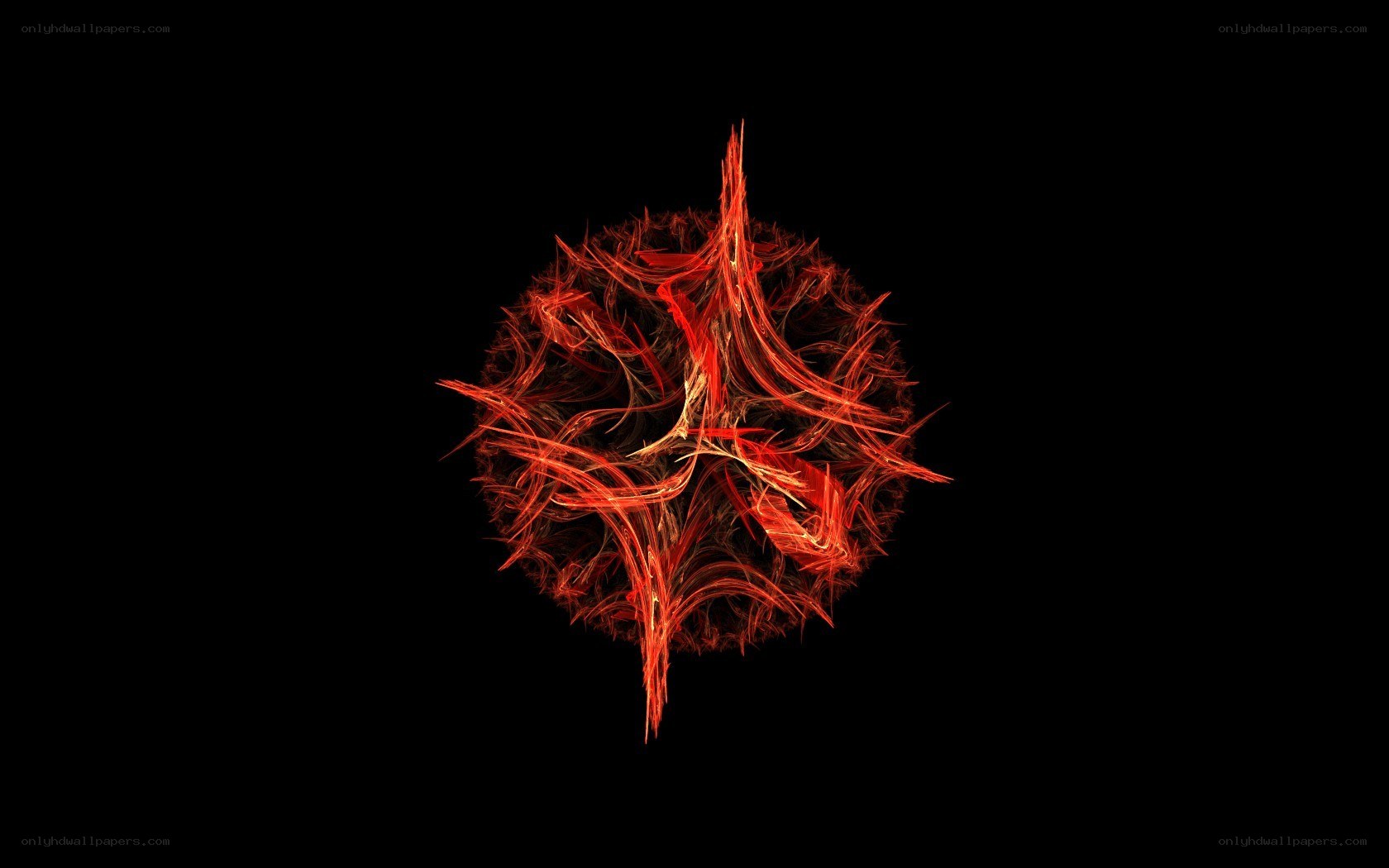 Red fractal sphere on black