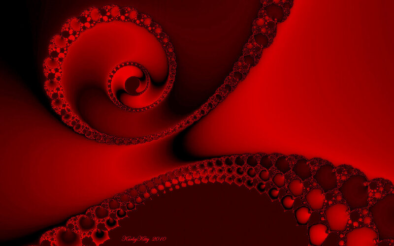 Red Fractal Spiral — Abstract