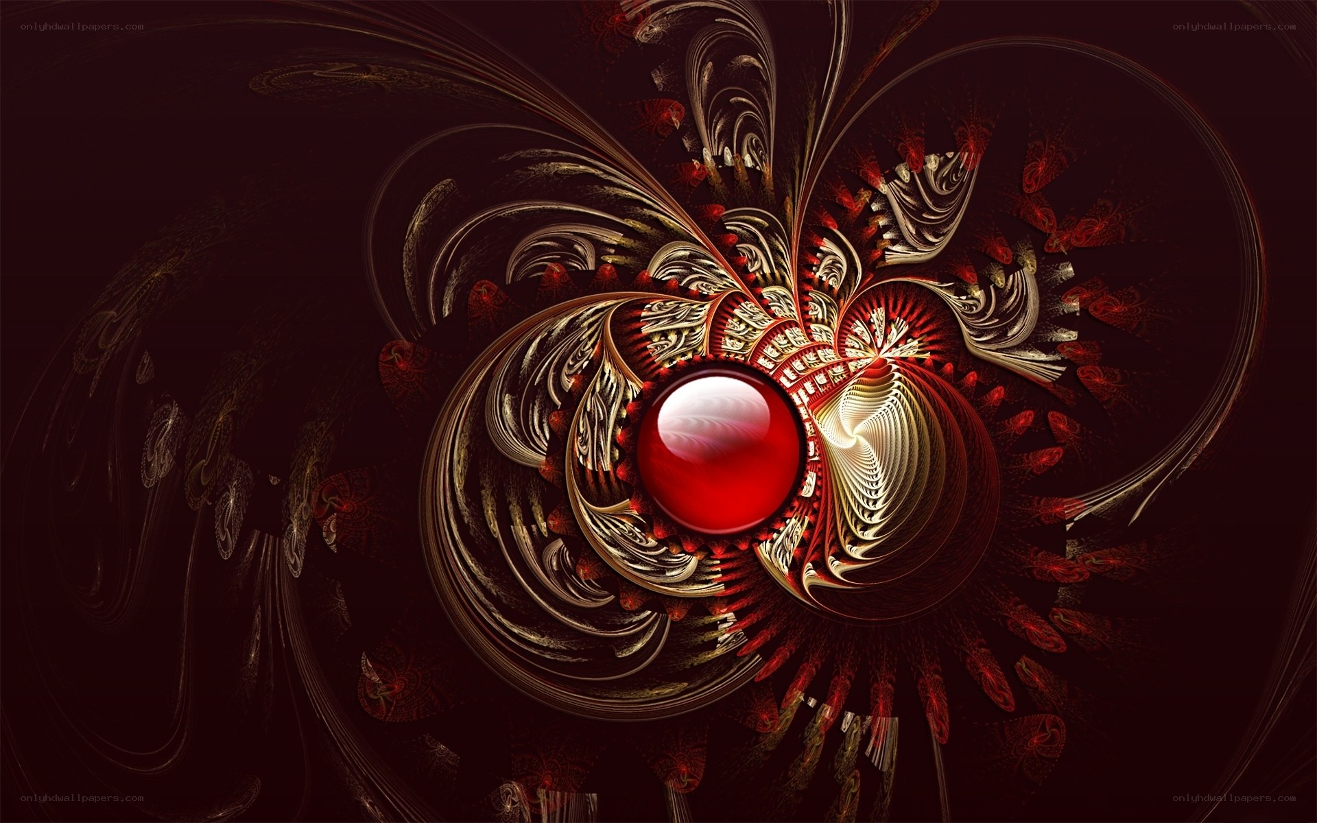 Red fractal spiral design