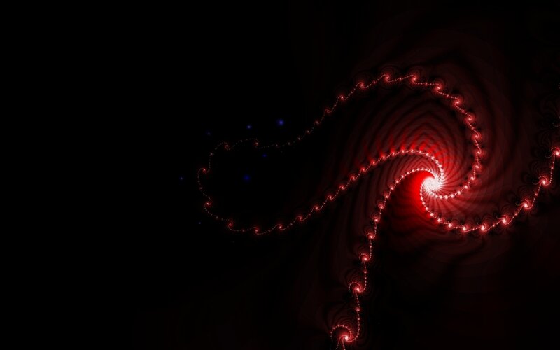Red Fractal Spiral — Dramatic, Digital Art, Light