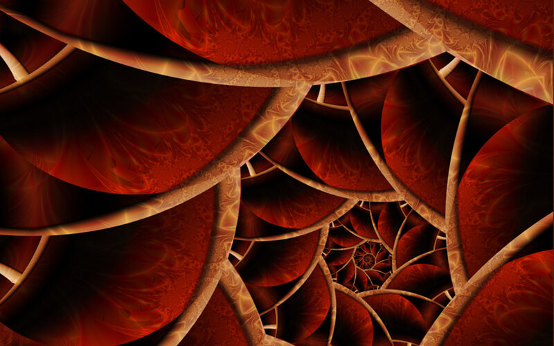 Red Fractal Spiral — Dramatic