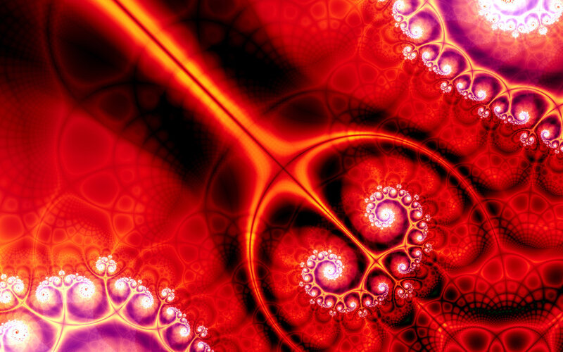 Red Fractal Spiral Pattern — Intense