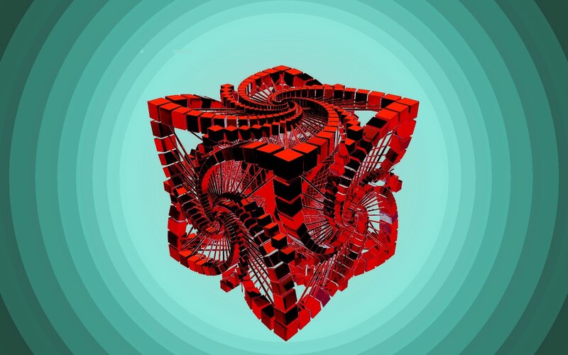 Red fractal spiral structure