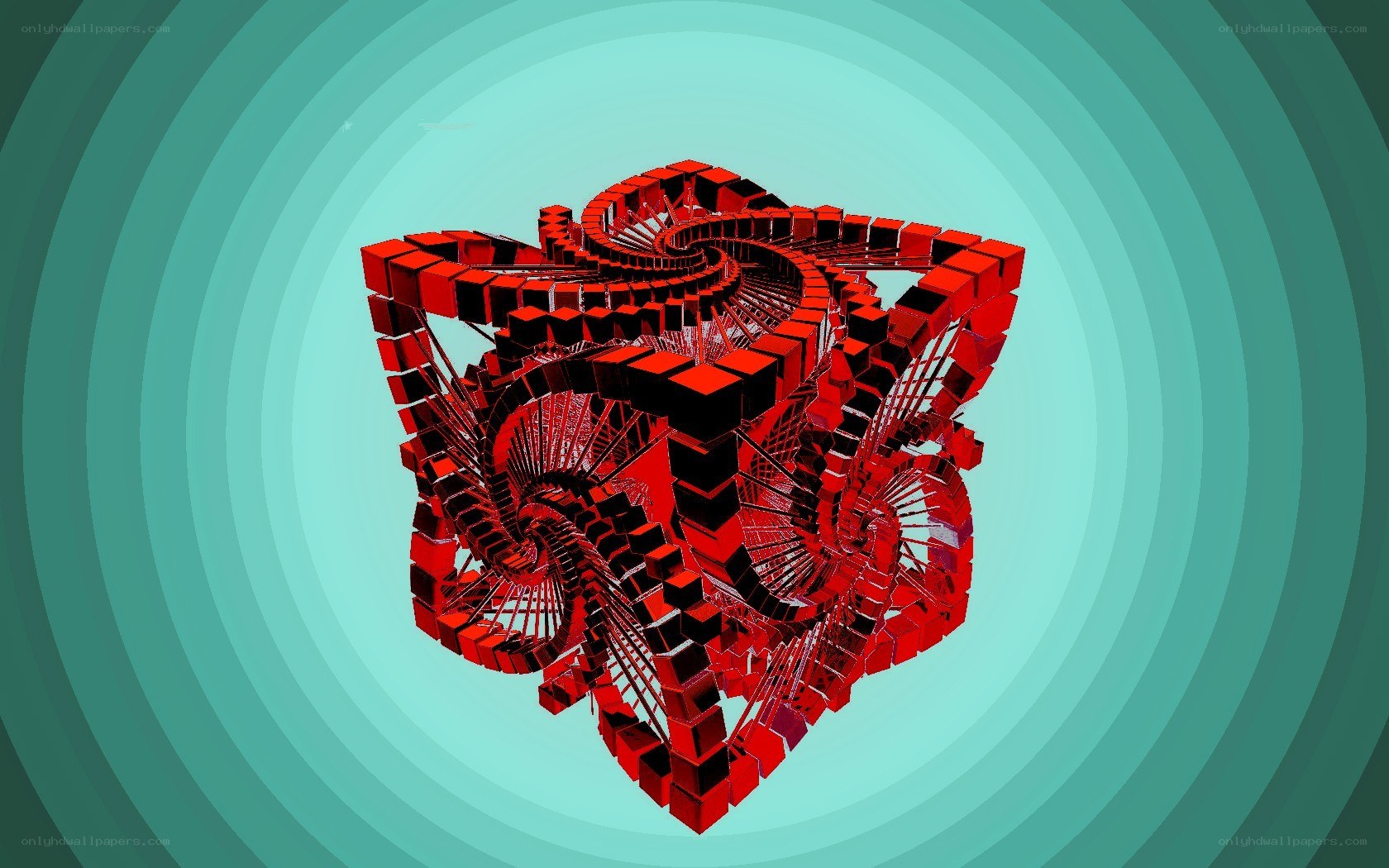 Red fractal spiral structure