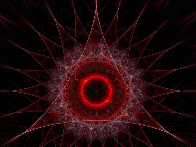 Red Fractal Star Pattern — Dramatic, Abstract