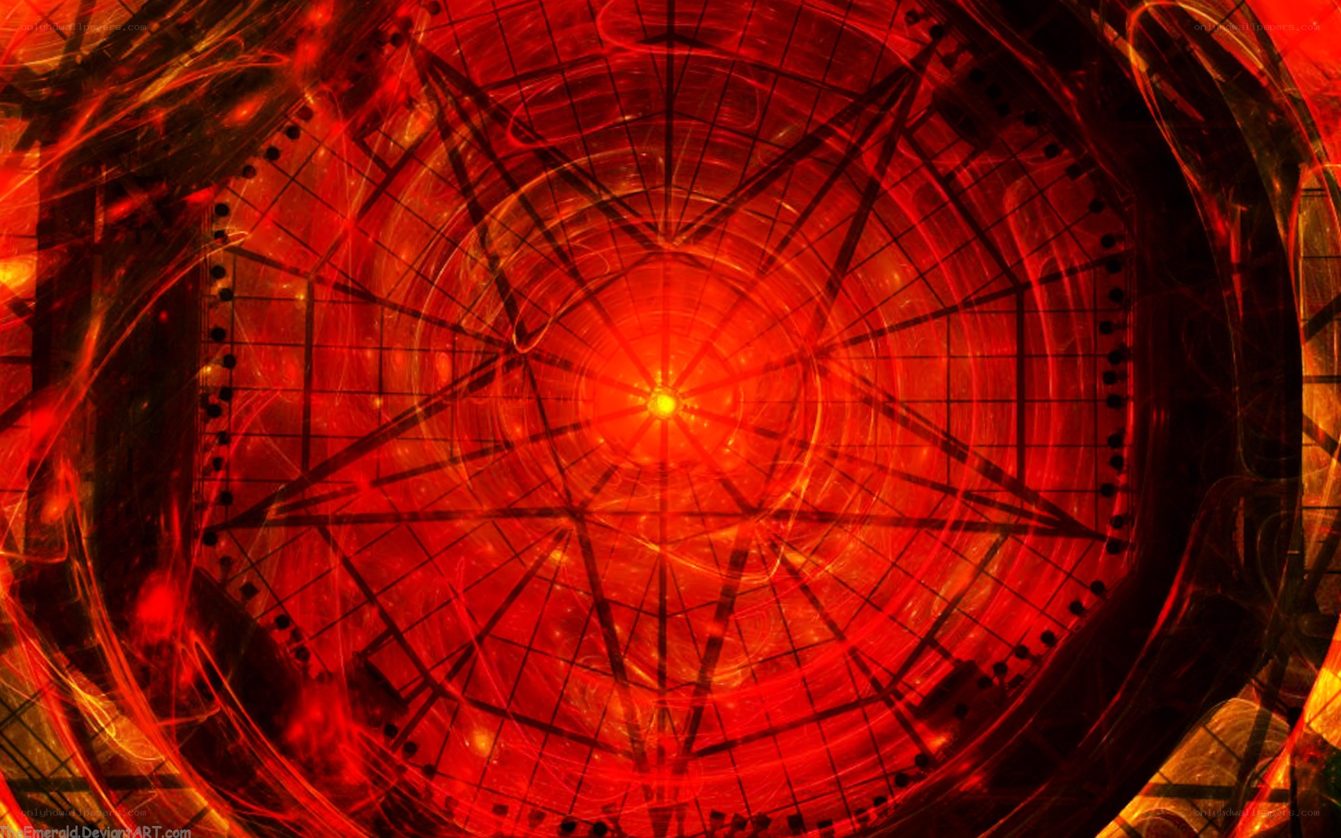 red fractal star tunnel