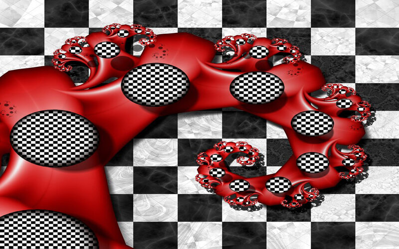 Red Fractal Structure — Abstract