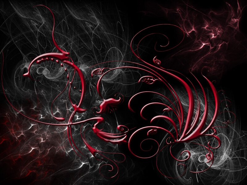 Red Fractal Swirls — Black