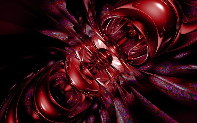 Red Fractal Swirls — Dramatic, Digital Art