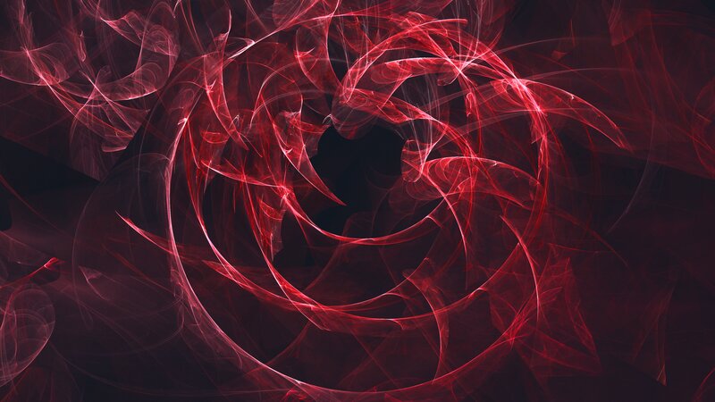 Red Fractal Swirls — Dynamic, Abstract
