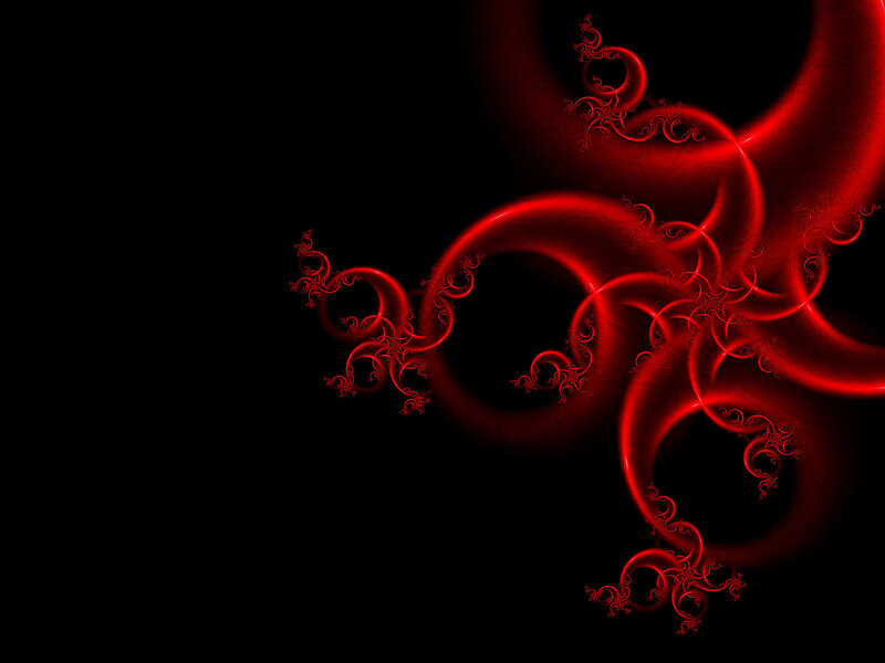 Red fractal swirls on black