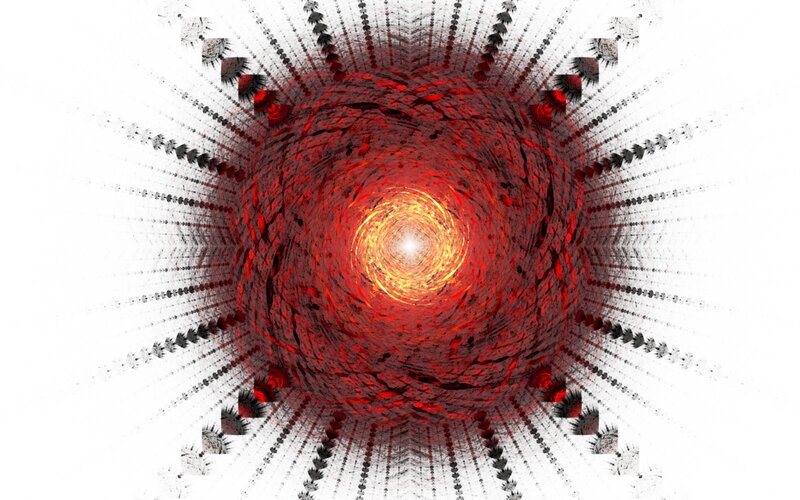 Red Fractal Tunnel — Dramatic