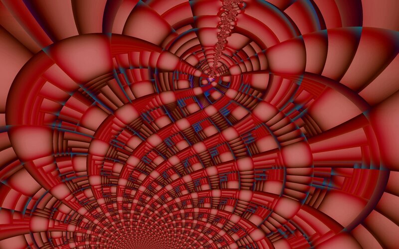 Red Fractal Tunnel — Hypnotic, Digital Art
