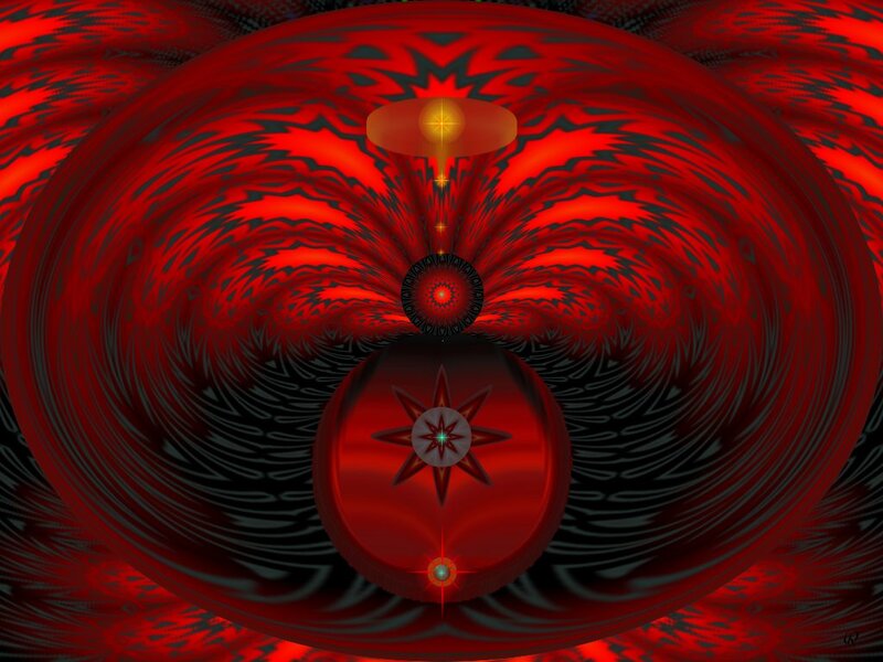 Red Fractal Vortex — Dramatic