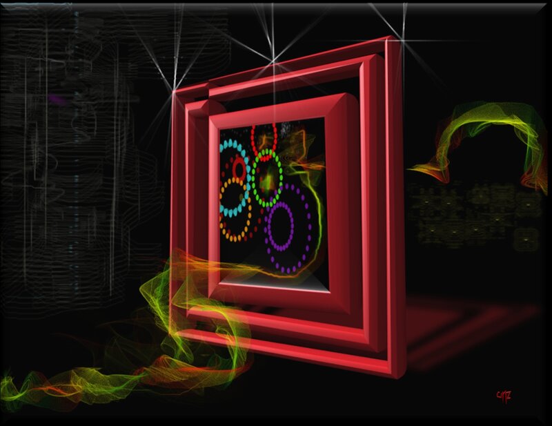 Red Frame with Glowing Circles
