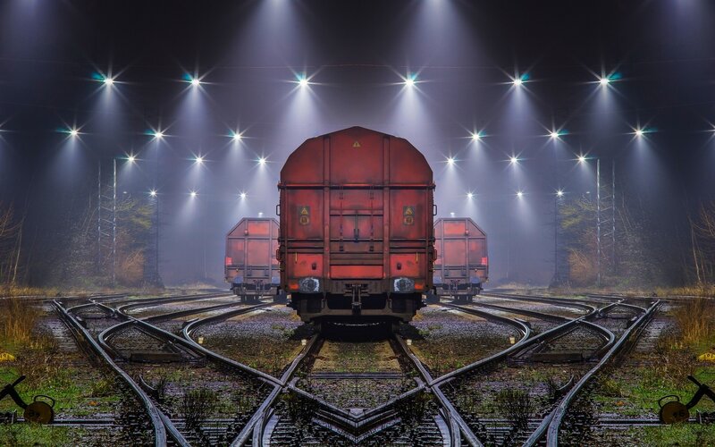 Red Freight Train Cars
