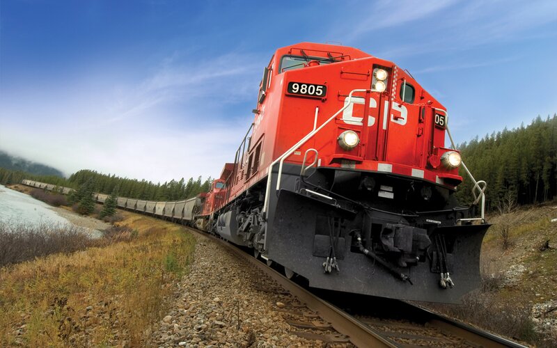 Red Freight Train — Dramatic, Afternoon