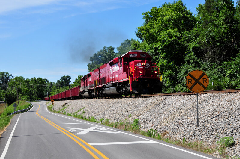 Red Freight Train — Serene, Afternoon, Photograph