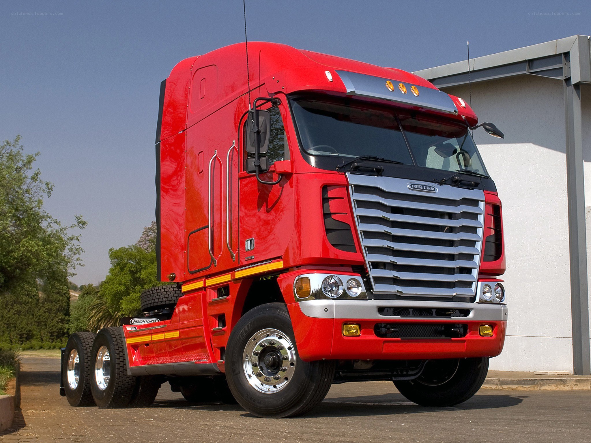 Red Freightliner semi-truck