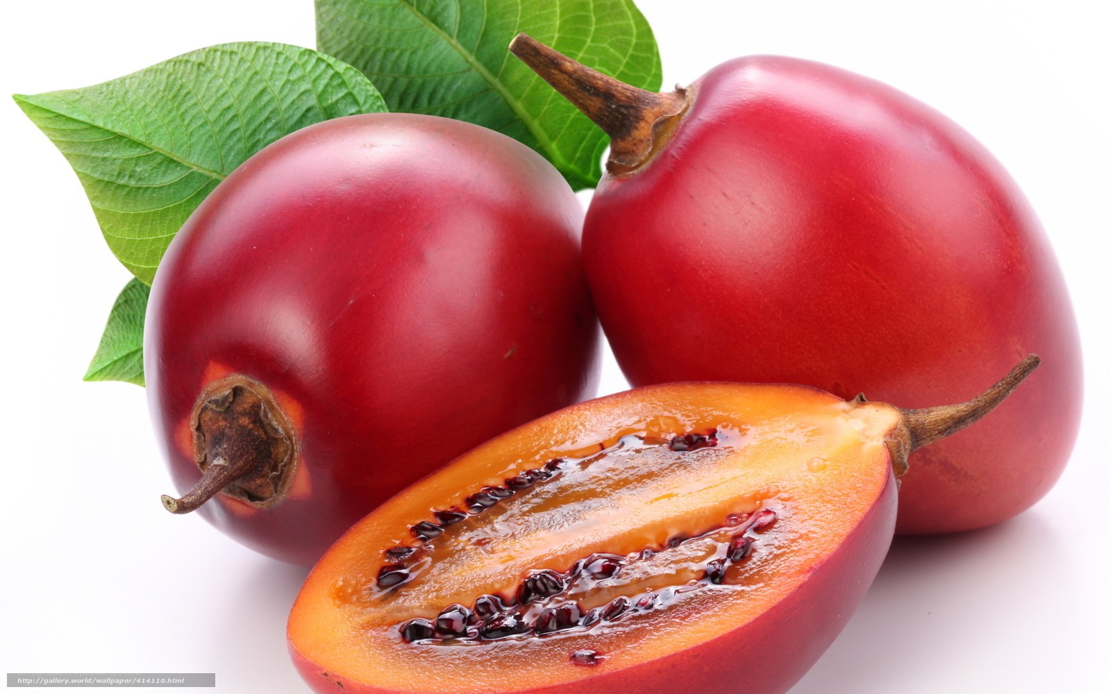 red fruit with green leaves