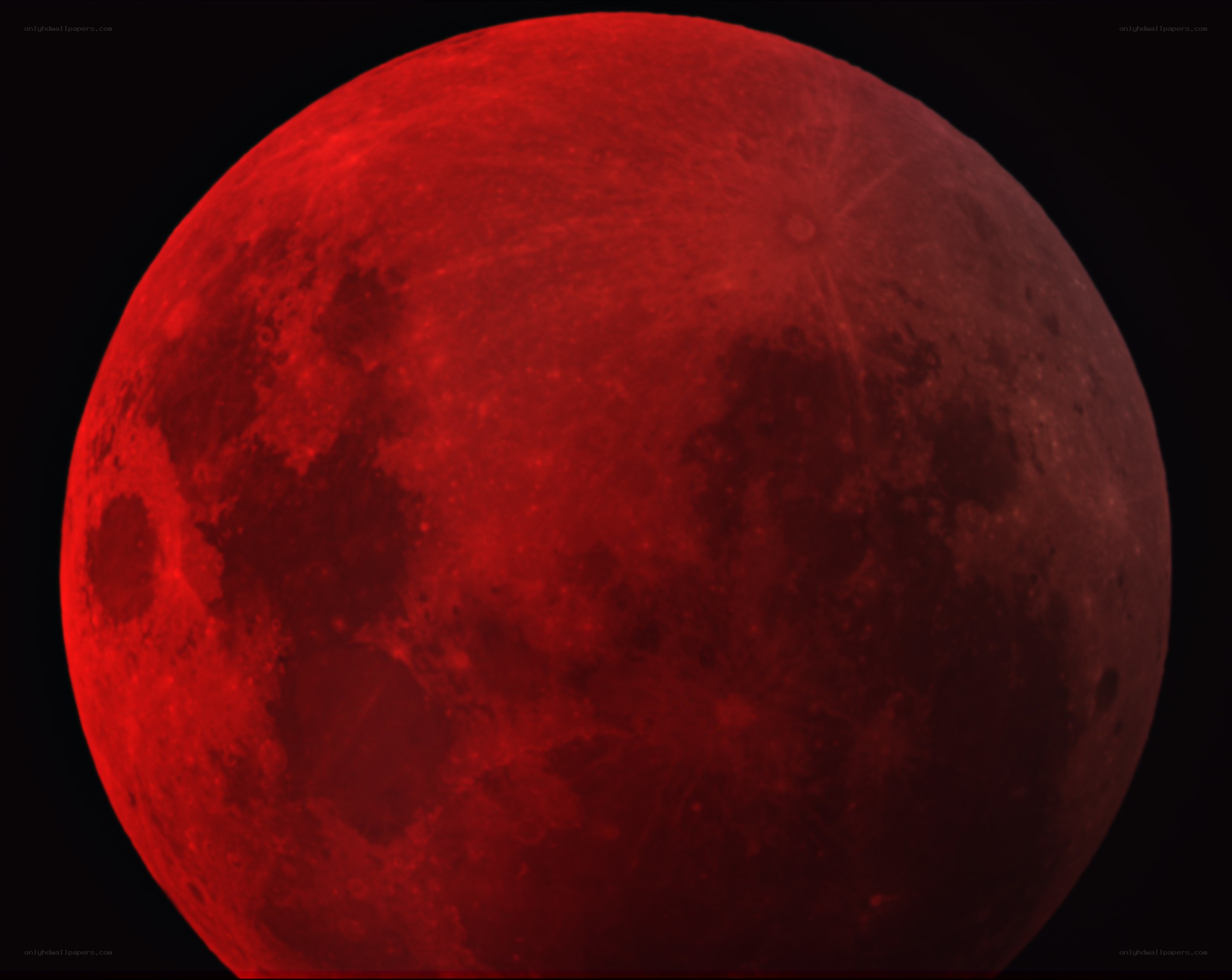 Red full moon in night sky