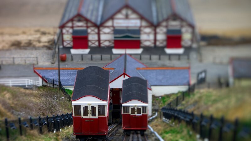 Red Funicular Cars