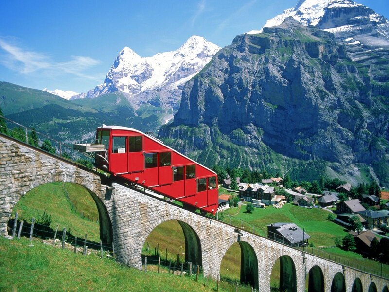 Red Funicular Train — Serene
