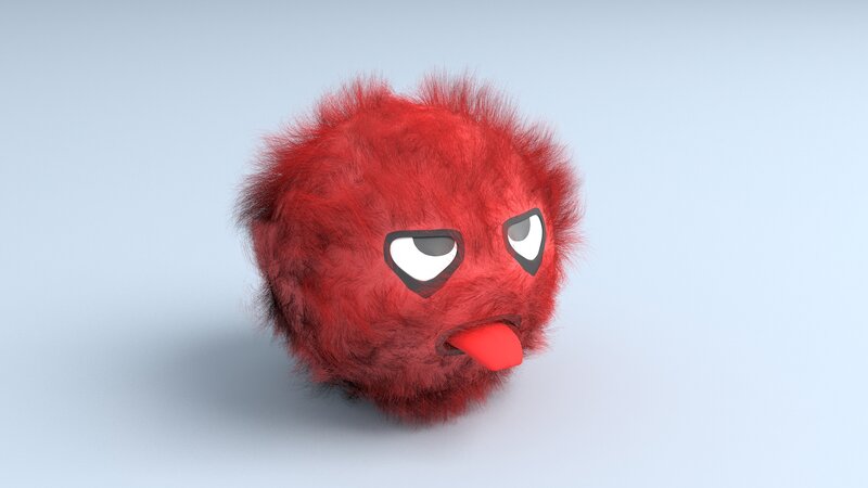 Red Furry Creature — Playful