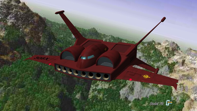 Red Futuristic Aircraft