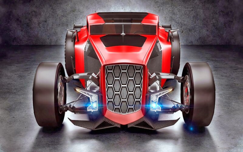 Red Futuristic Car — Dramatic, 3d Render
