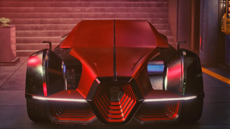 Red Futuristic Car — Night