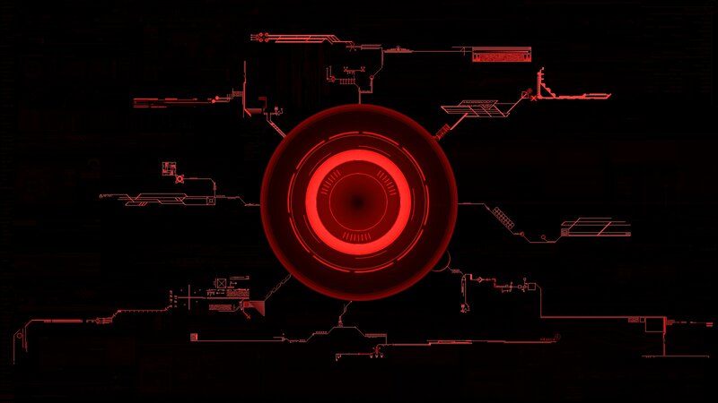 Red Futuristic Interface — Black