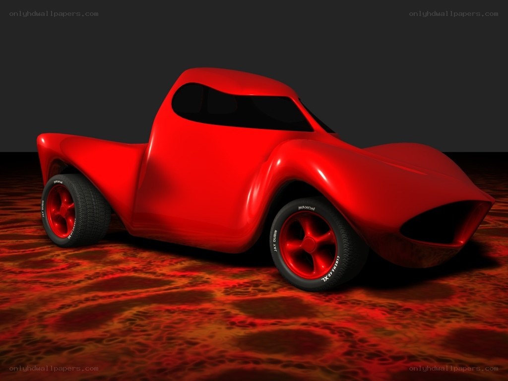 Red futuristic pickup truck