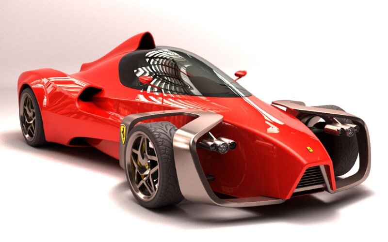 Red Futuristic Race Car — 3d Render