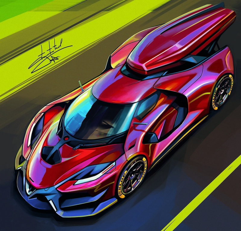 Red Futuristic Race Car — Dynamic